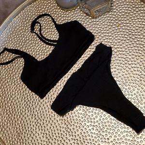 Black PLT Ribbed Bikini